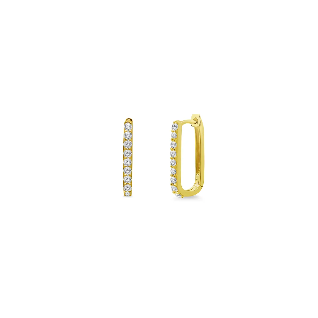 Rectangular Diamond Hoops sold by LINDSEY LEIGH JEWELRY