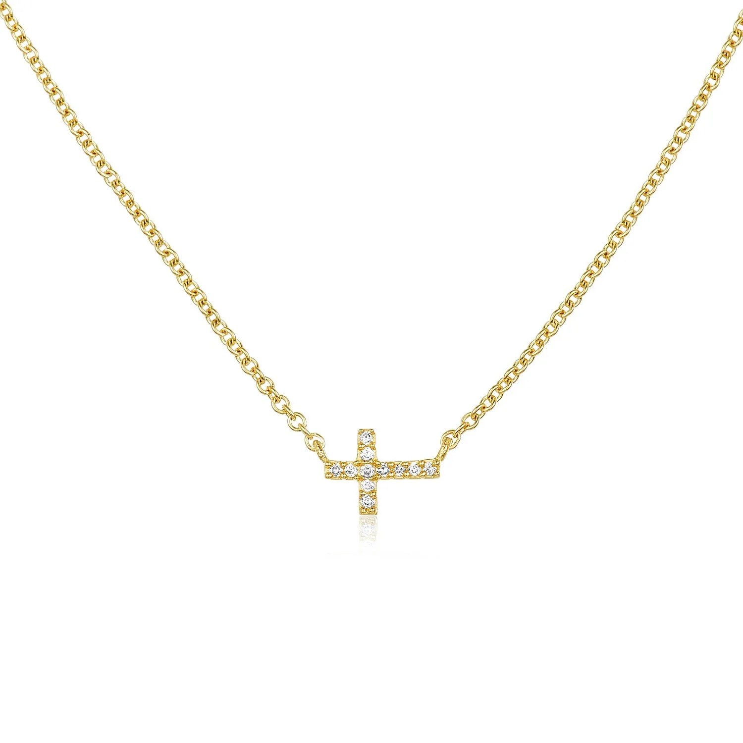 Petite Diamond Cross Necklace sold by LINDSEY LEIGH JEWELRY