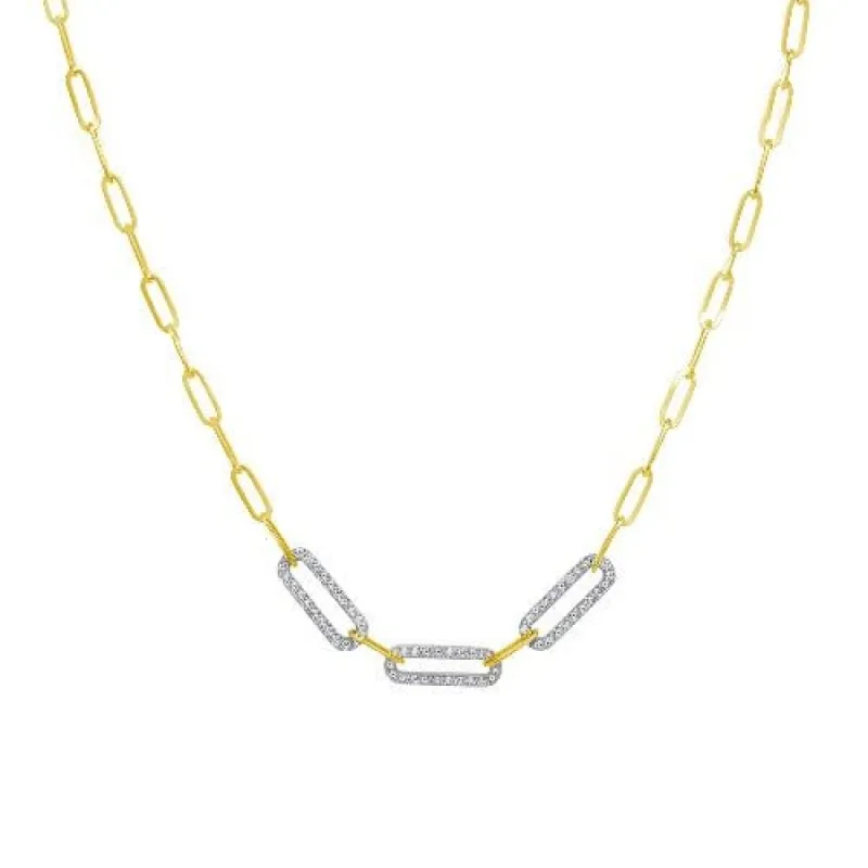 Diamond Paper Clip Station Necklace sold by LINDSEY LEIGH JEWELRY