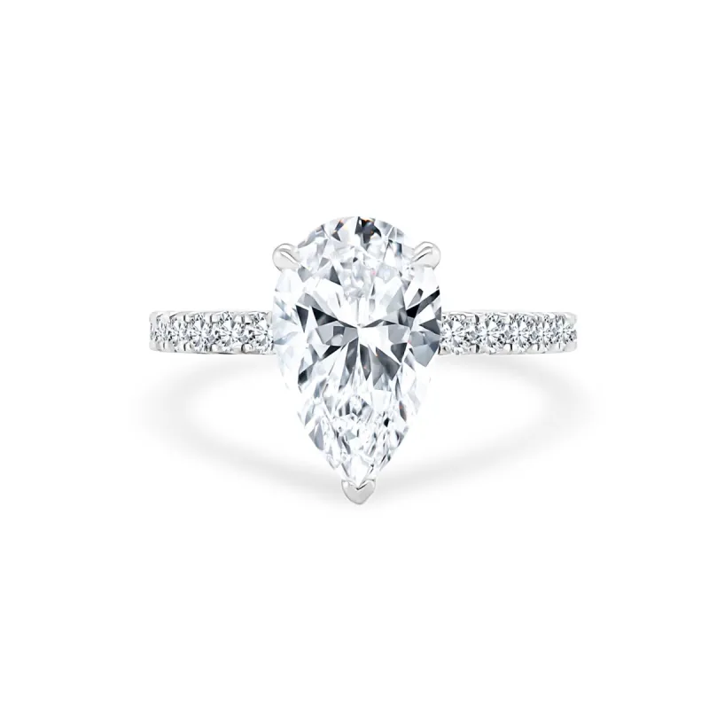 Pear Cut Solitaire on Diamond Band sold by LINDSEY LEIGH JEWELRY