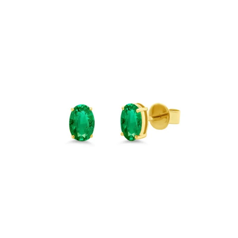 Emerald Oval Studs sold by LINDSEY LEIGH JEWELRY