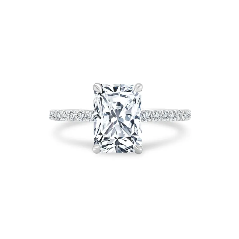 Radiant Cut Solitaire on Diamond Band sold by LINDSEY LEIGH JEWELRY