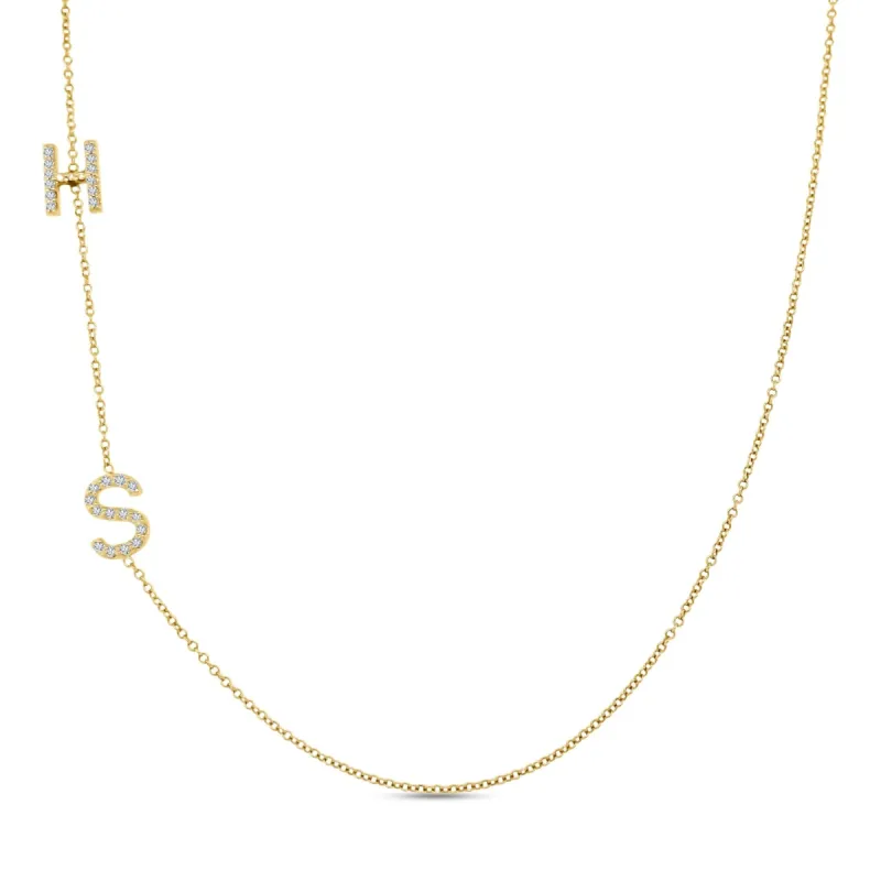 Diamond Asymmetrical Initial Necklace sold by LINDSEY LEIGH JEWELRY