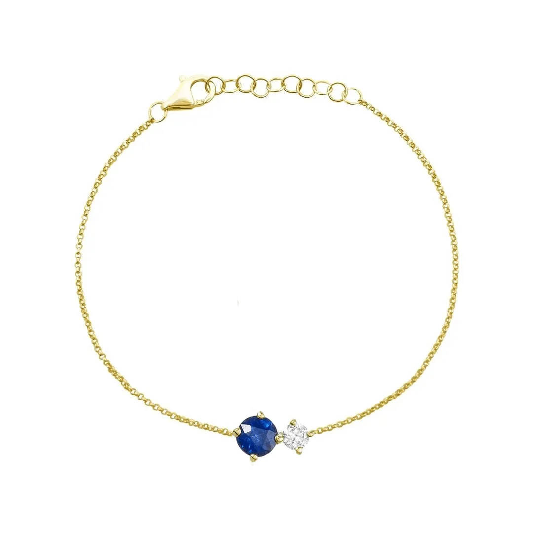 Gemstone & Diamond Duo Bracelet sold by LINDSEY LEIGH JEWELRY