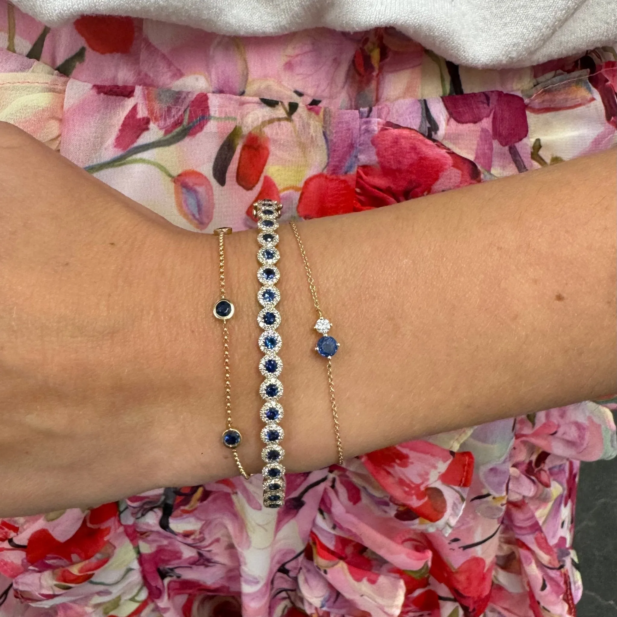 Gemstone & Diamond Duo Bracelet sold by LINDSEY LEIGH JEWELRY product image thumbnail 2