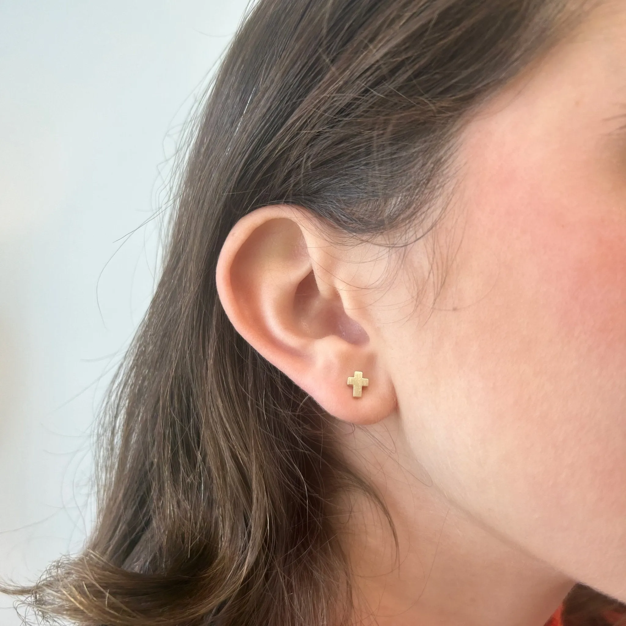 Mini Gold Cross Stud sold by LINDSEY LEIGH JEWELRY product image thumbnail 4