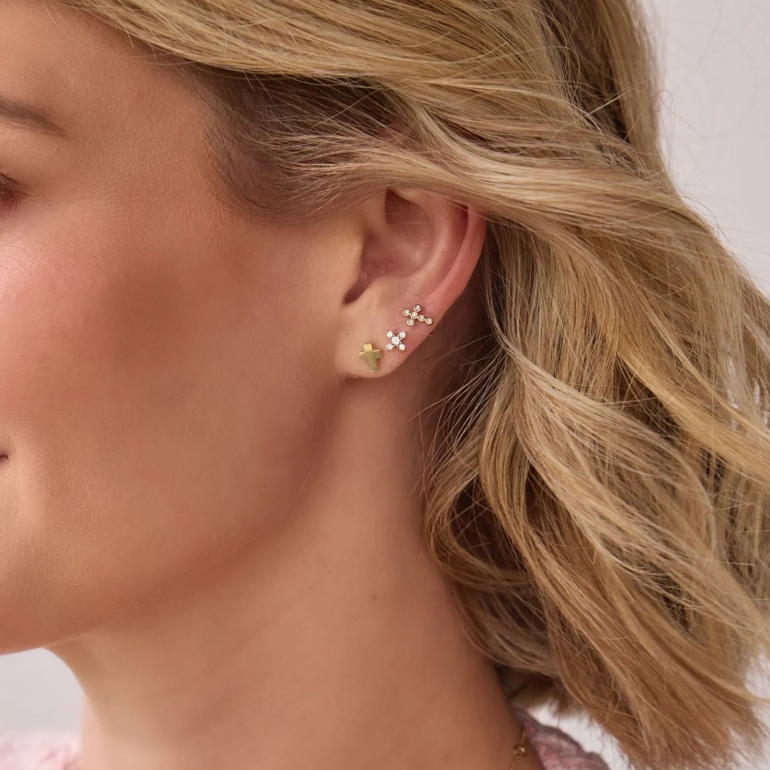 Mini Gold Cross Stud sold by LINDSEY LEIGH JEWELRY product image thumbnail 2