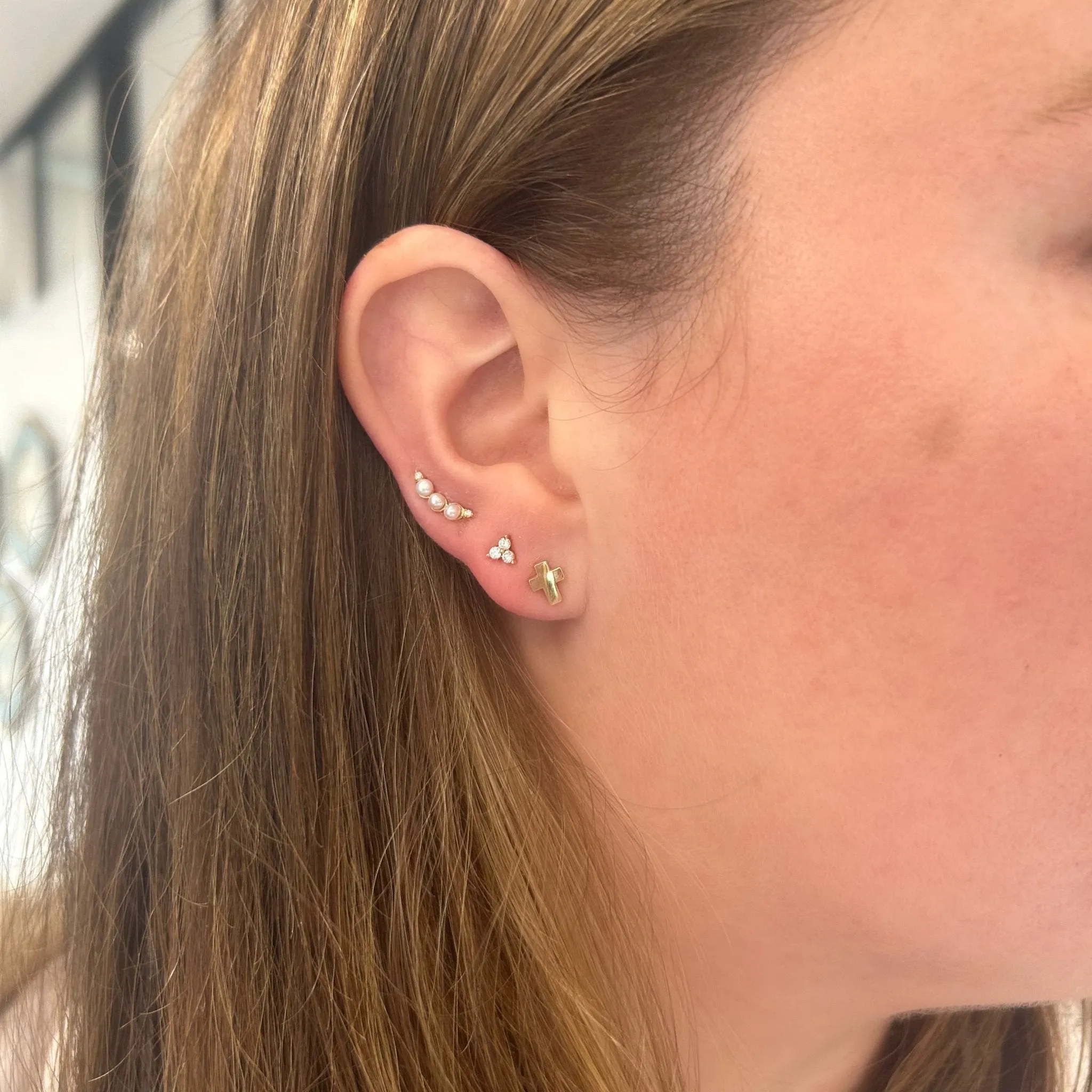 Mini Gold Cross Stud sold by LINDSEY LEIGH JEWELRY product image thumbnail 3