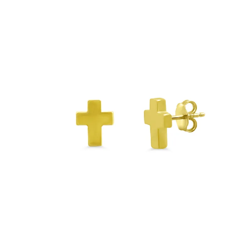 Mini Gold Cross Stud sold by LINDSEY LEIGH JEWELRY