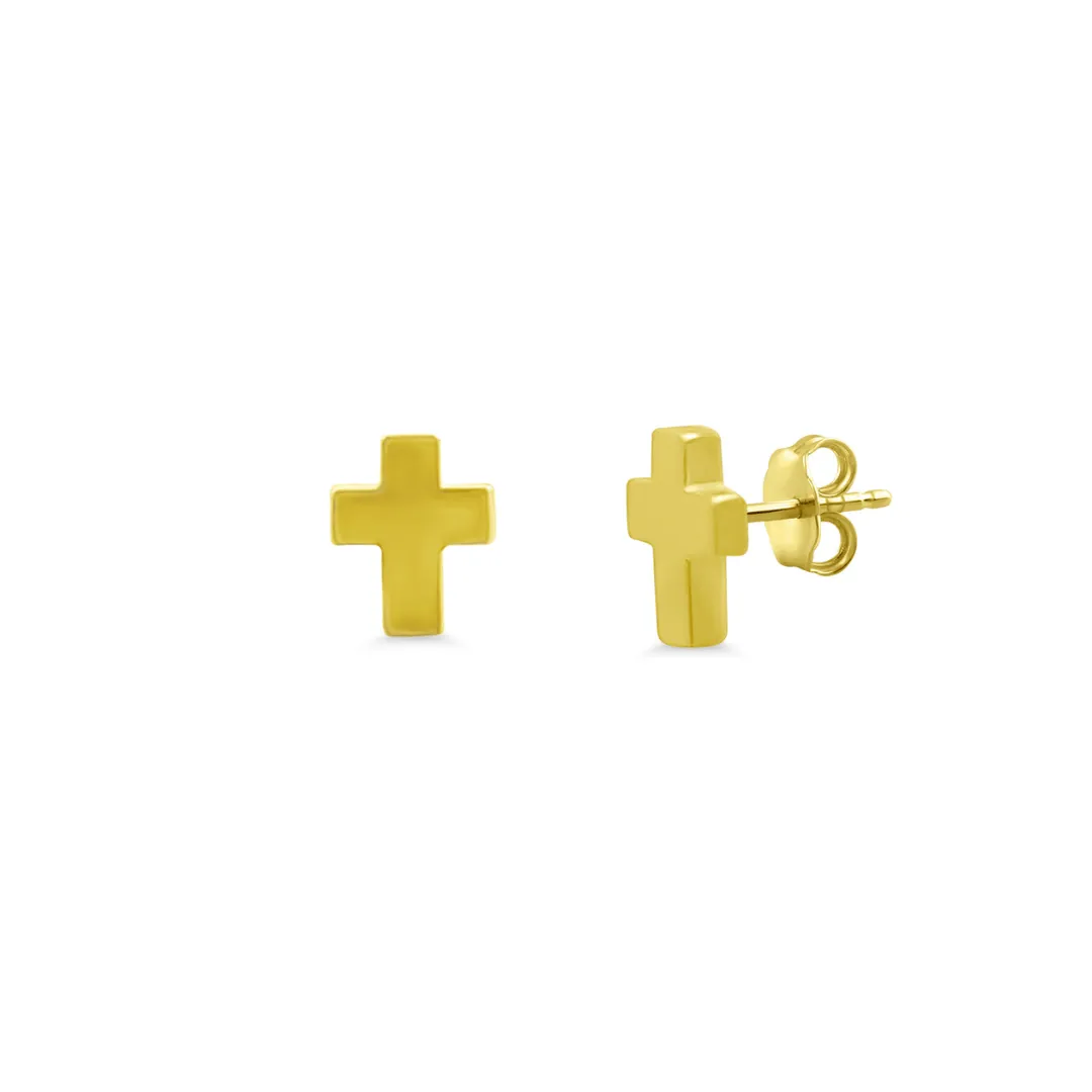 Mini Gold Cross Stud sold by LINDSEY LEIGH JEWELRY