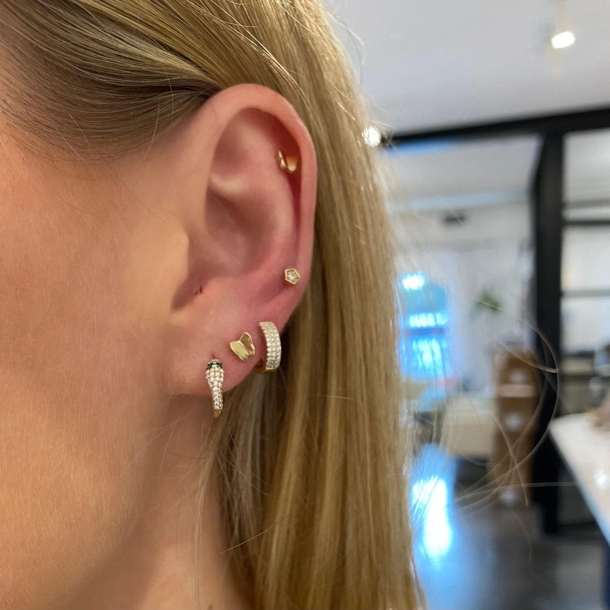 Small Pave Snake Huggie sold by LINDSEY LEIGH JEWELRY product image thumbnail 5