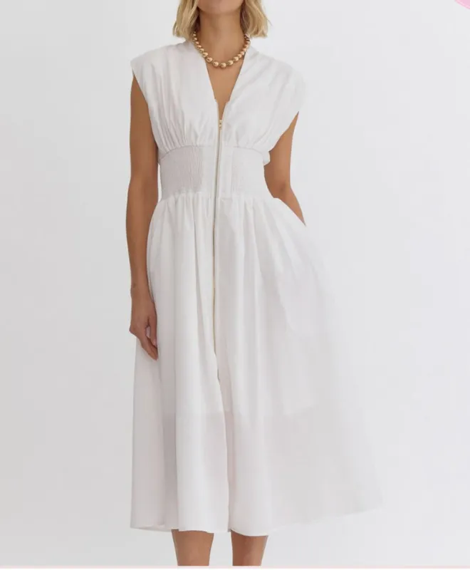 Elena Dress in White sold by Liz and Honey