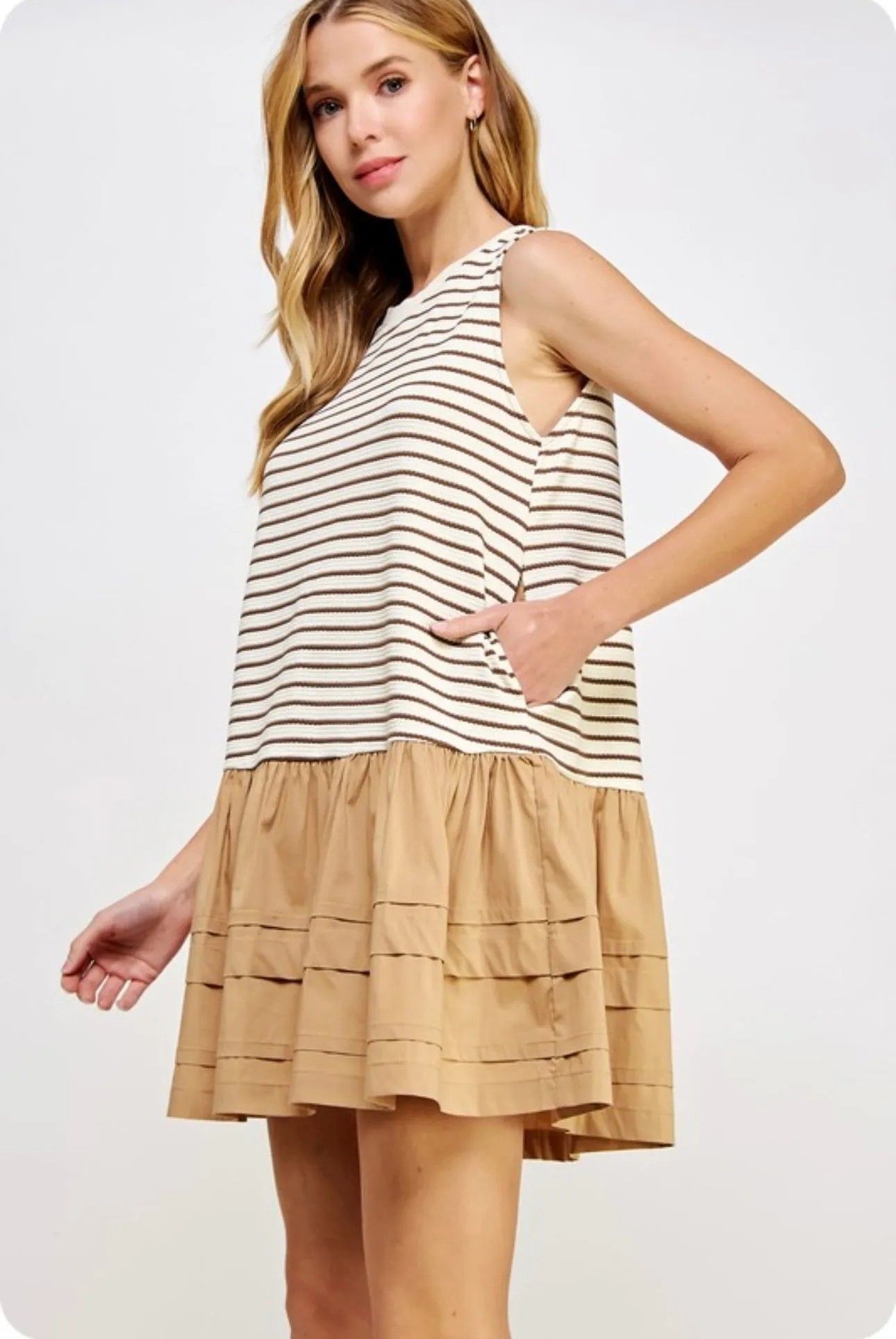 Amelia Dress in Tan sold by Liz and Honey product image thumbnail 3