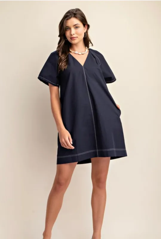Luisa Dress in Navy sold by Liz and Honey