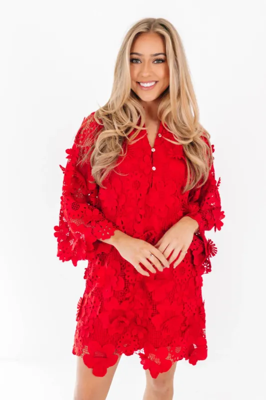 Seraphina Dress in Red sold by Liz and Honey