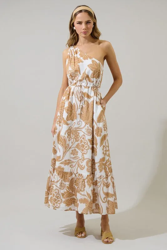 Nadya One Shoulder Maxi Dress sold by Liz and Honey