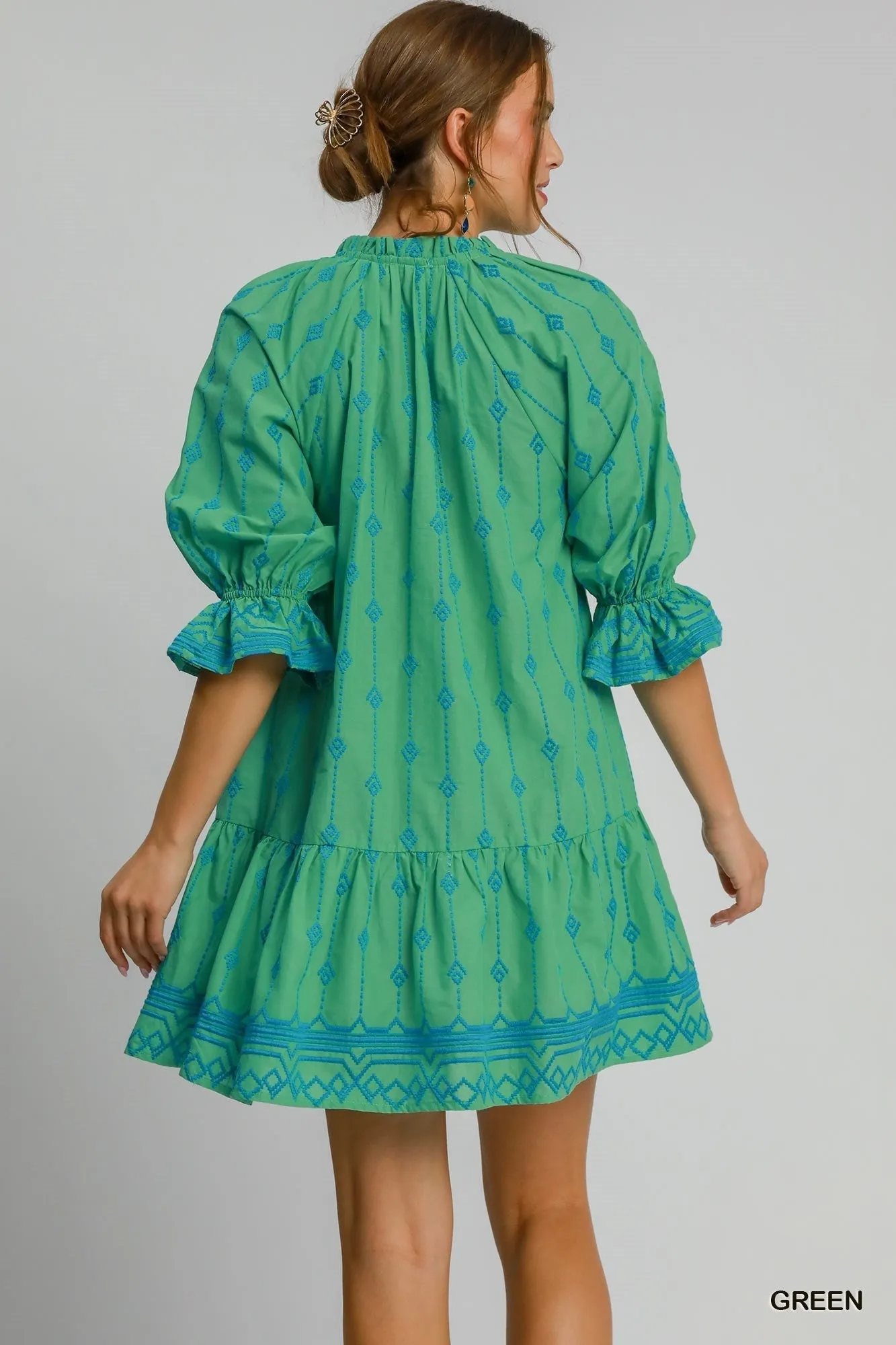 Gretchen Dress in Green & Blue sold by Liz and Honey product image thumbnail 4