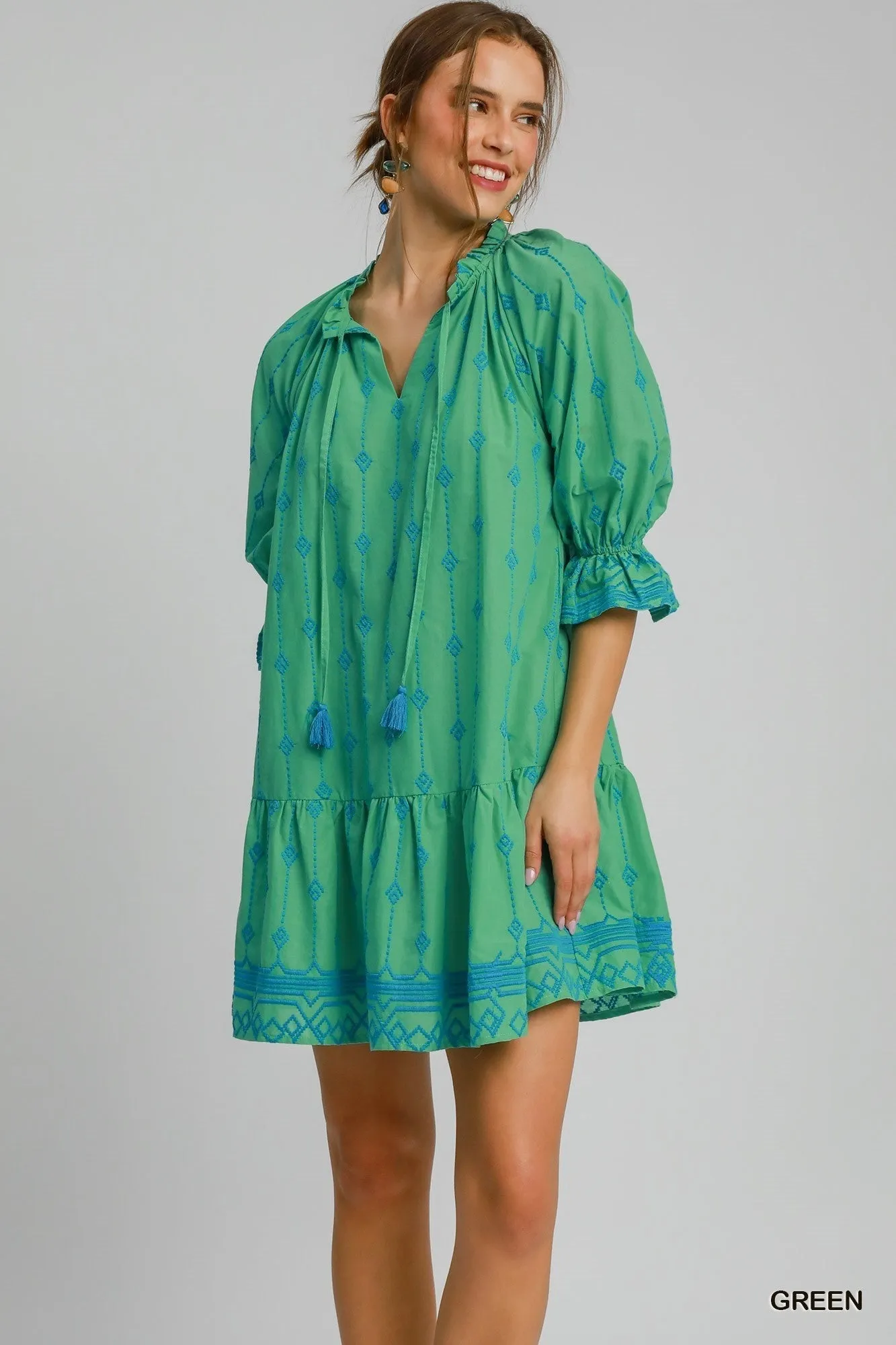 Gretchen Dress in Green & Blue sold by Liz and Honey product image thumbnail 2