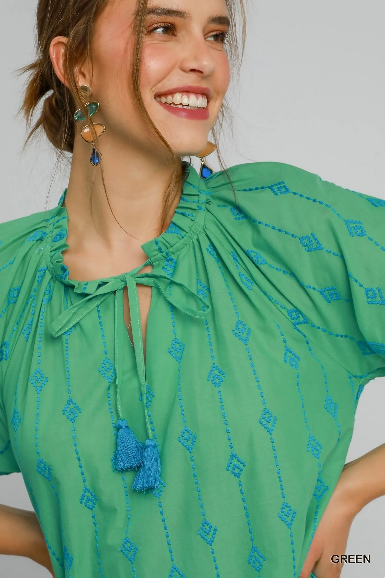 Gretchen Dress in Green & Blue sold by Liz and Honey product image thumbnail 3