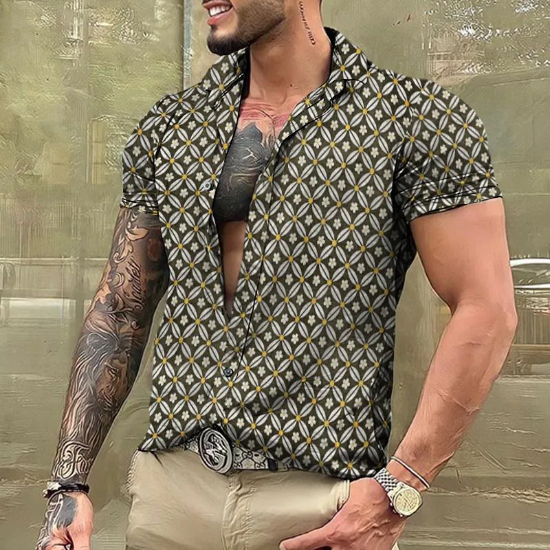 Men's Retro Casual Floral Lapel Short Sleeve Shirt 71713923TO sold by Manly product image thumbnail 2