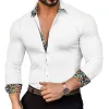 Men's Casual Patchwork Printed Collar Long Sleeved Shirt 14627376Y sold by Manly
