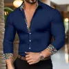 Men's Casual Patchwork Printed Collar Long Sleeved Shirt 14627376Y sold by Manly