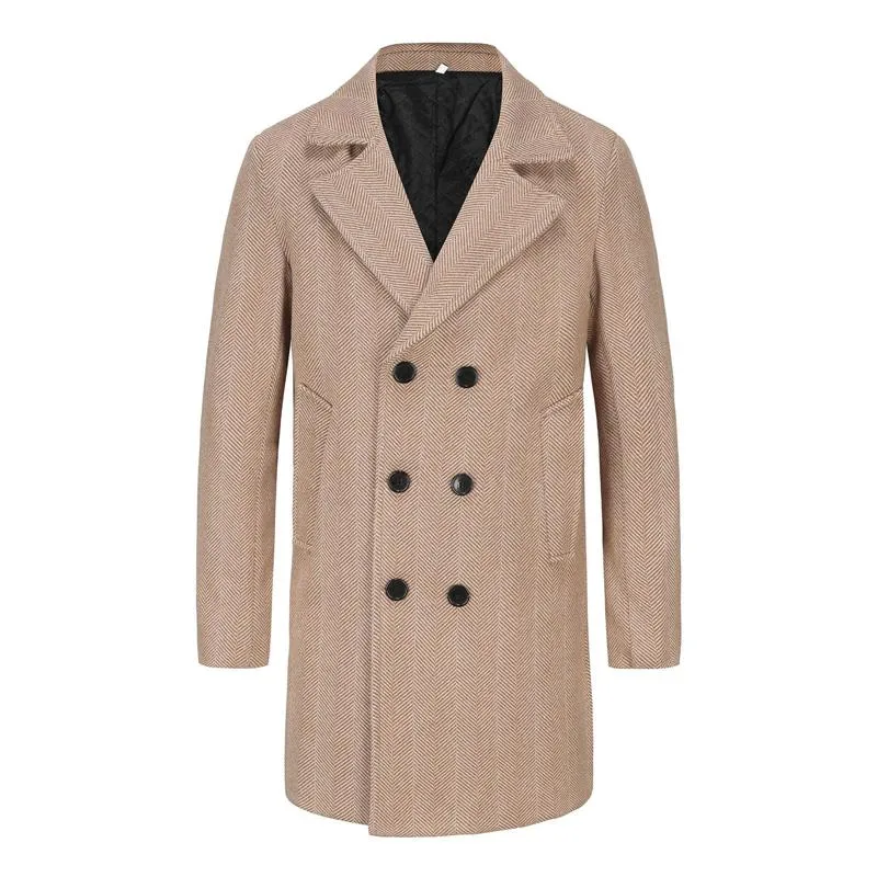 Men's Vintage Herringbone Double-breasted Mid-length Coat 15425818X sold by Manly