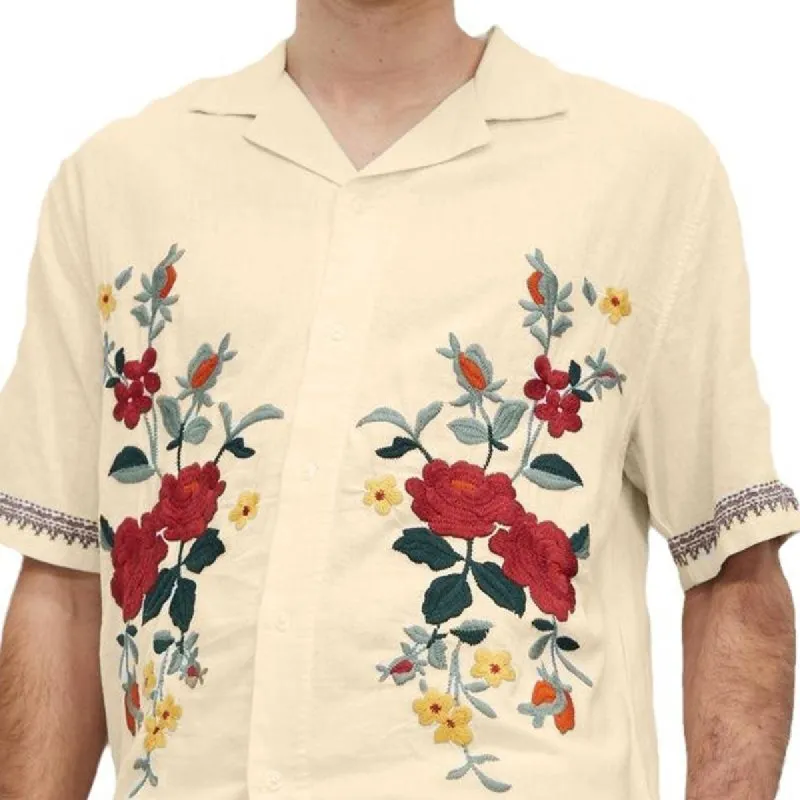 Men's Retro Casual Loose Short Sleeve Shirt 27314066X sold by Manly