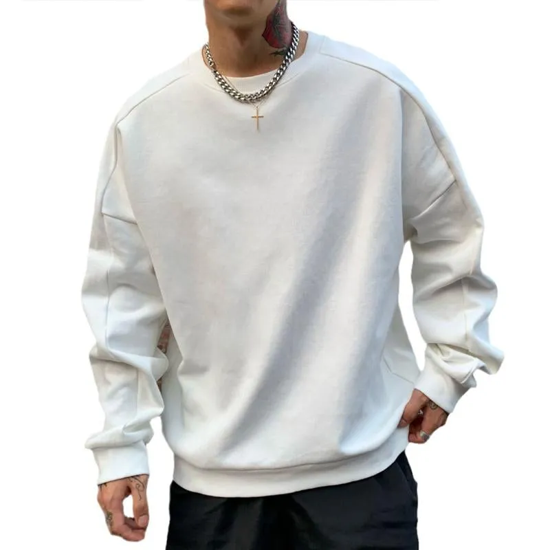 Men's Vintage Solid Color Loose Long Sleeve Sweatshirt 39215762X sold by Manly product image thumbnail 4