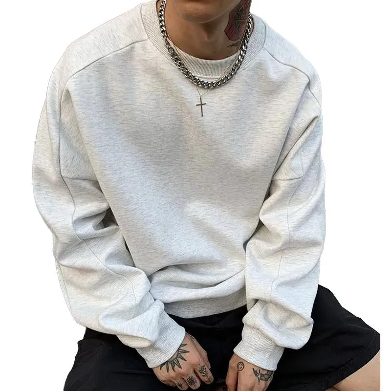 Men's Vintage Solid Color Loose Long Sleeve Sweatshirt 39215762X sold by Manly