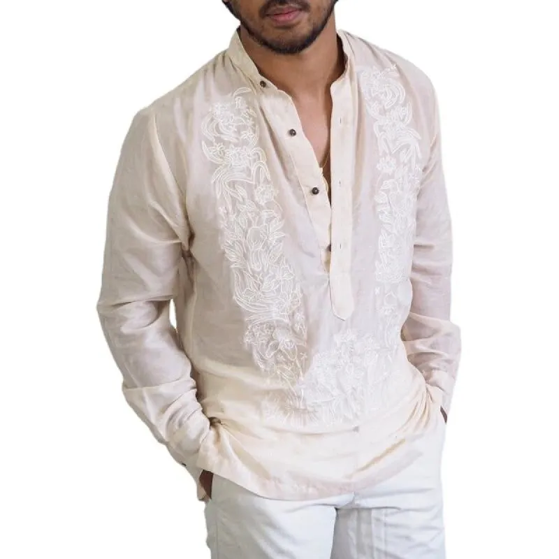 Men's Loose Printed Long Sleeve Lapel Shirt 58979222X sold by Manly