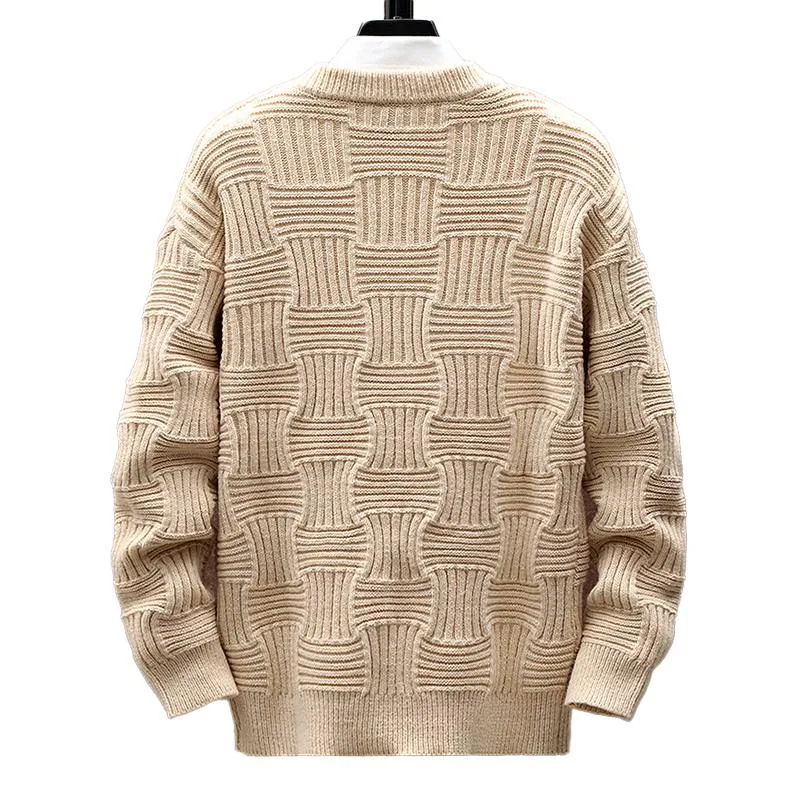 Men's Casual Solid Color Round Neck Loose Pullover Knitted Sweater 89865901M sold by Manly product image thumbnail 2