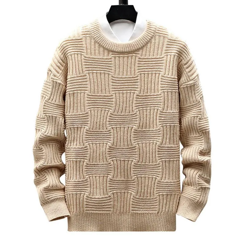 Men's Casual Solid Color Round Neck Loose Pullover Knitted Sweater 89865901M sold by Manly