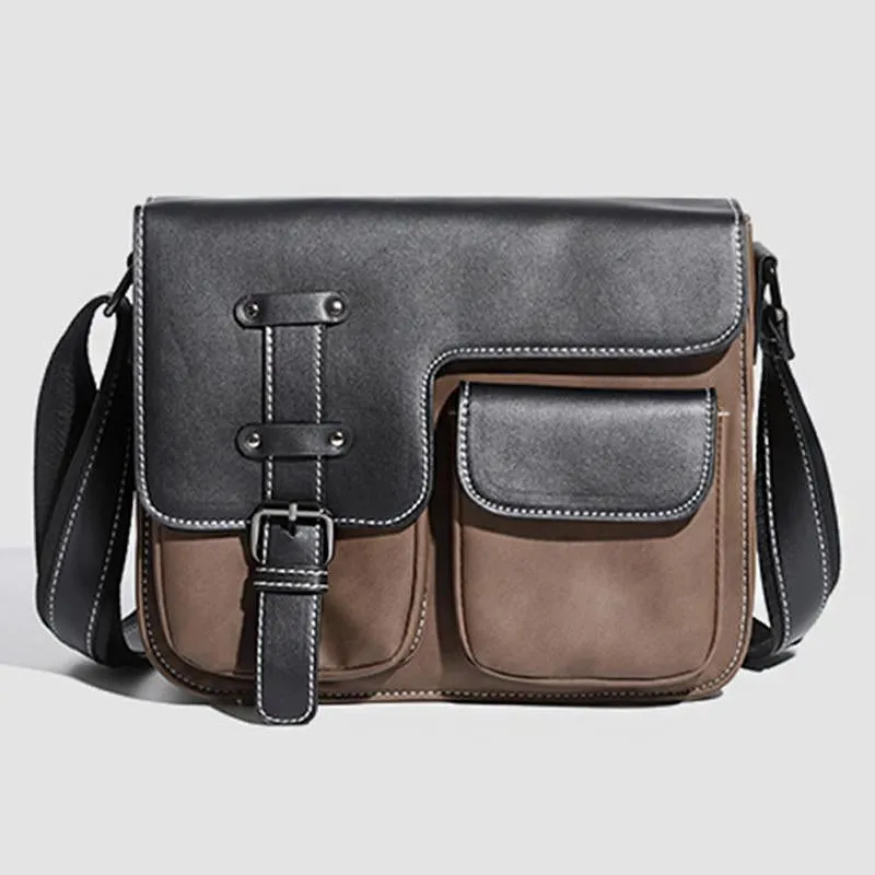 Men's Casual Matte Leather Multi-Pocket Messenger Bag 84325111Y sold by Manly product image thumbnail 2