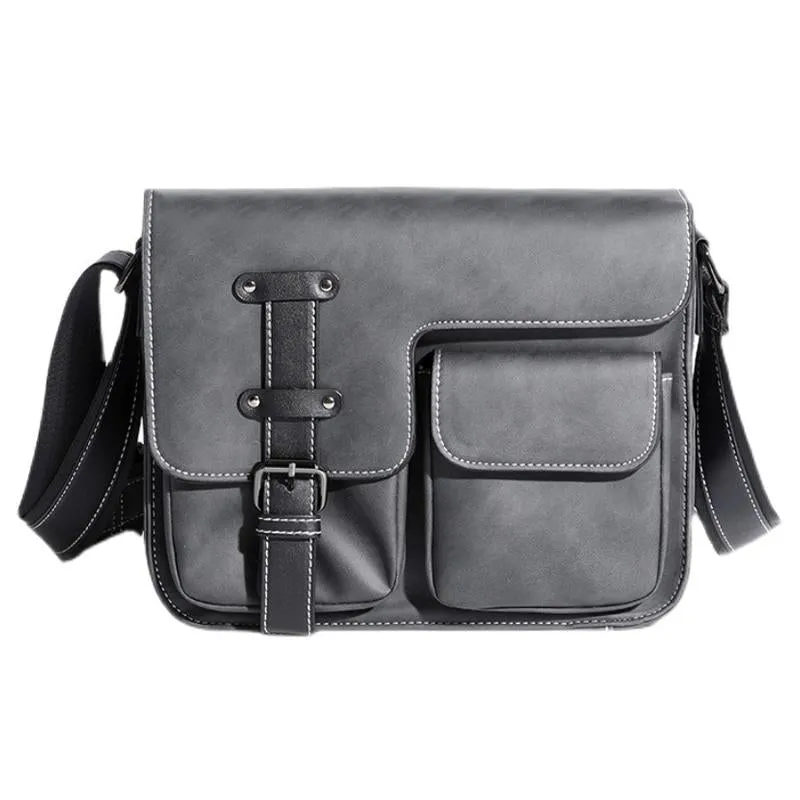Men's Casual Matte Leather Multi-Pocket Messenger Bag 84325111Y sold by Manly