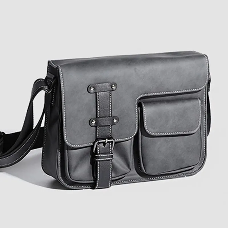 Men's Casual Matte Leather Multi-Pocket Messenger Bag 84325111Y sold by Manly product image thumbnail 3