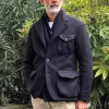 Men'S Vintage Solid Color Woolen Lapel Multi-Pocket Jacket 43173780Y sold by Manly
