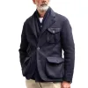 Men'S Vintage Solid Color Woolen Lapel Multi-Pocket Jacket 43173780Y sold by Manly