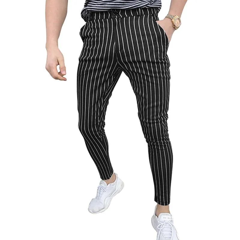 Men's Striped Straight Slim Suit Trousers 68345522Z sold by Manly
