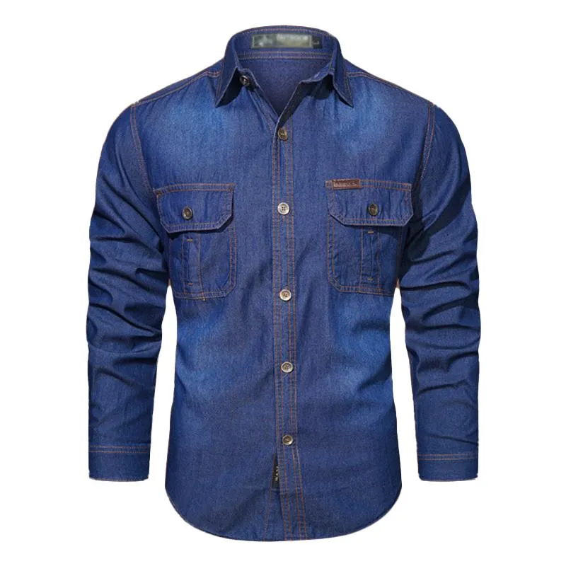 Men's Denim Lapel Casual Shirt 10021926X sold by Manly product image thumbnail 2