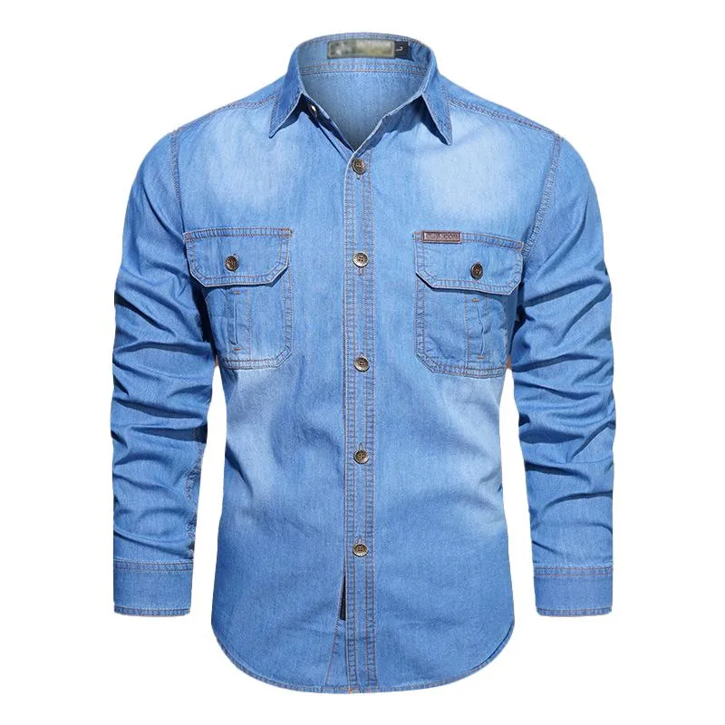 Men's Denim Lapel Casual Shirt 10021926X sold by Manly