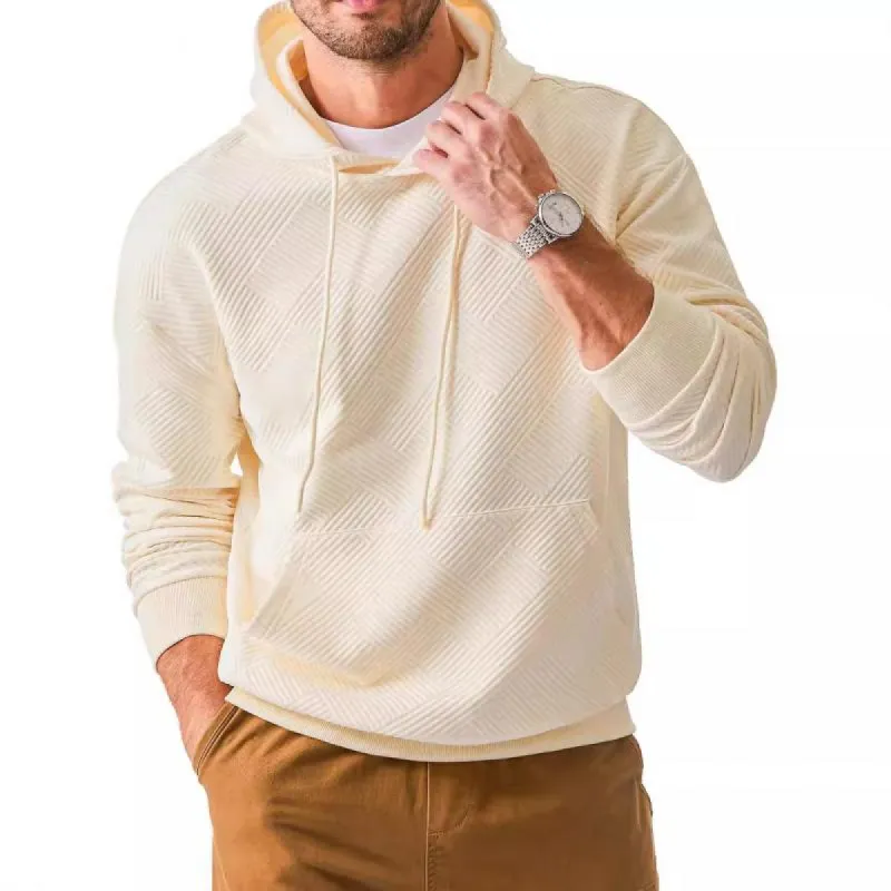 Men's Casual 3D Jacquard Loose Kangaroo Pocket Long Sleeve Hoodie 31725421M sold by Manly