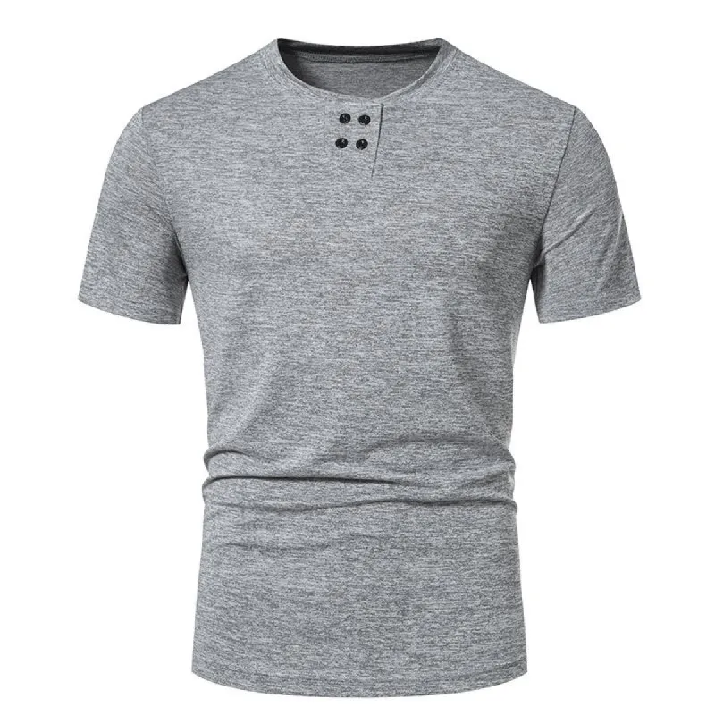 Men's Round Neck Solid Color Sports Short-sleeved T-shirt 75110145X sold by Manly