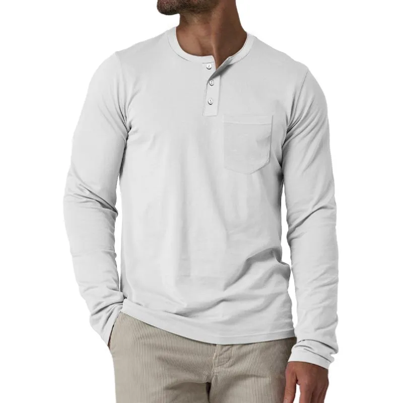 Men's Casual Cotton Blend Henley Collar Patch Pocket Slim Fit Long Sleeve T-Shirt 88060208M sold by Manly