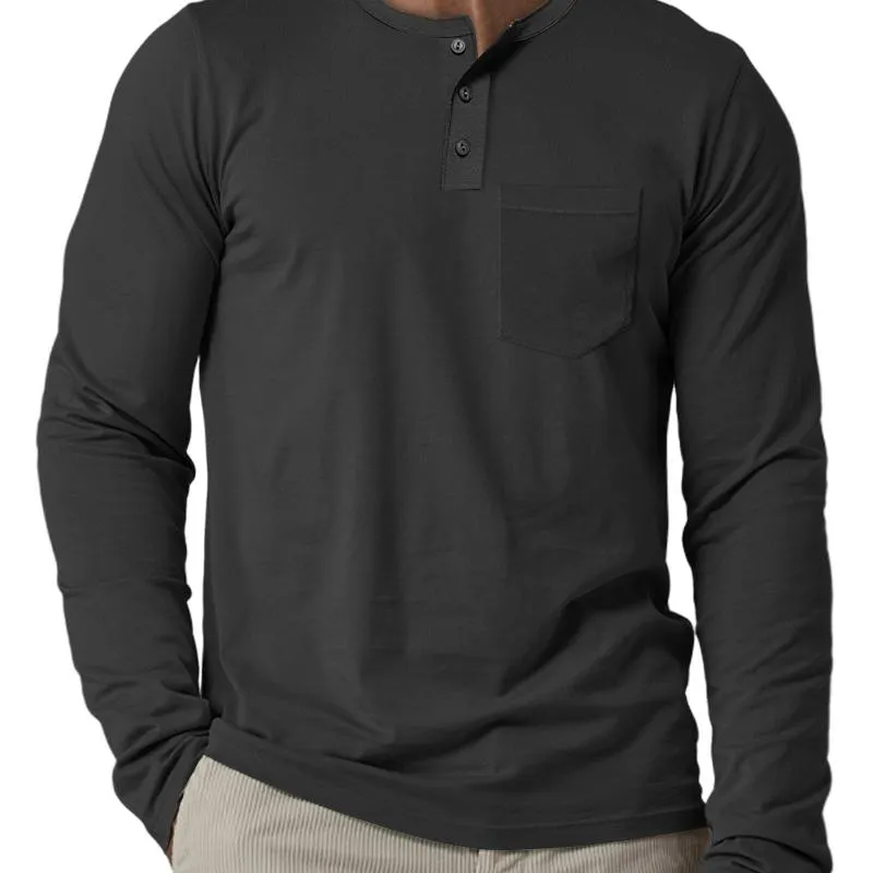 Men's Casual Cotton Blend Henley Collar Patch Pocket Slim Fit Long Sleeve T-Shirt 88060208M sold by Manly product image thumbnail 4