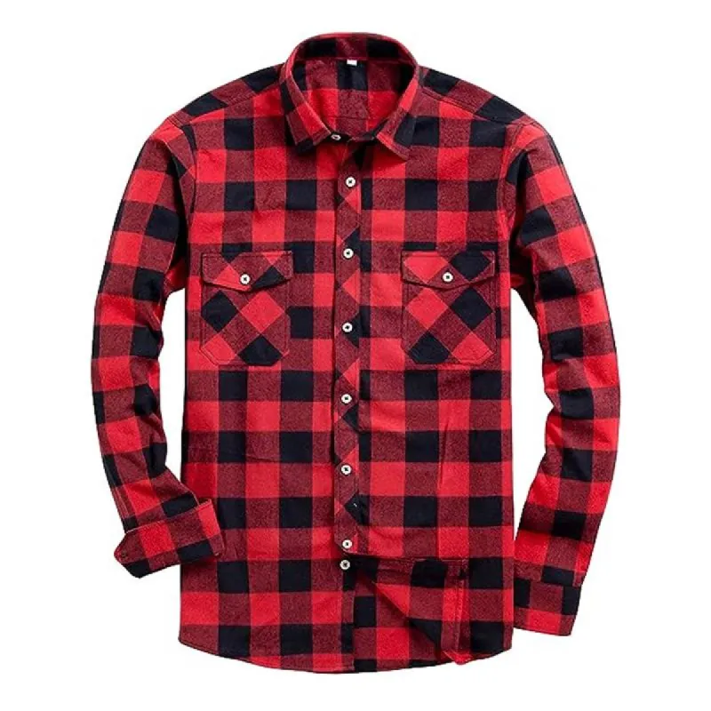 Men's Vintage Plaid Casual Long Sleeve Lapel Shirt 01805969X sold by Manly