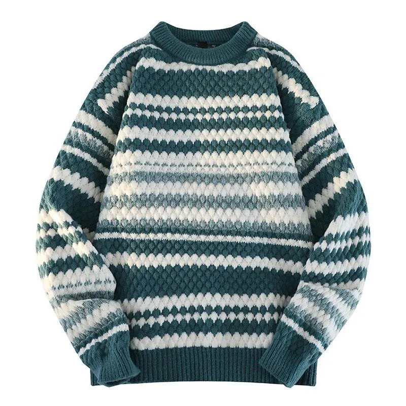 Men's Vintage Stripe Colorblock Round Neck Long Sleeve Pullover Sweater 32321174M sold by Manly product image thumbnail 2