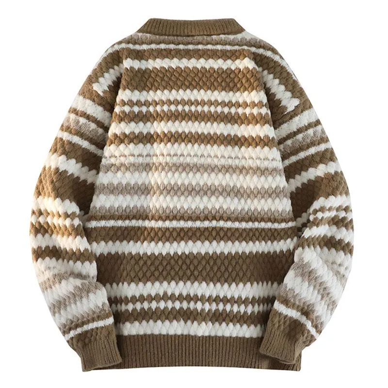 Men's Vintage Stripe Colorblock Round Neck Long Sleeve Pullover Sweater 32321174M sold by Manly product image thumbnail 5