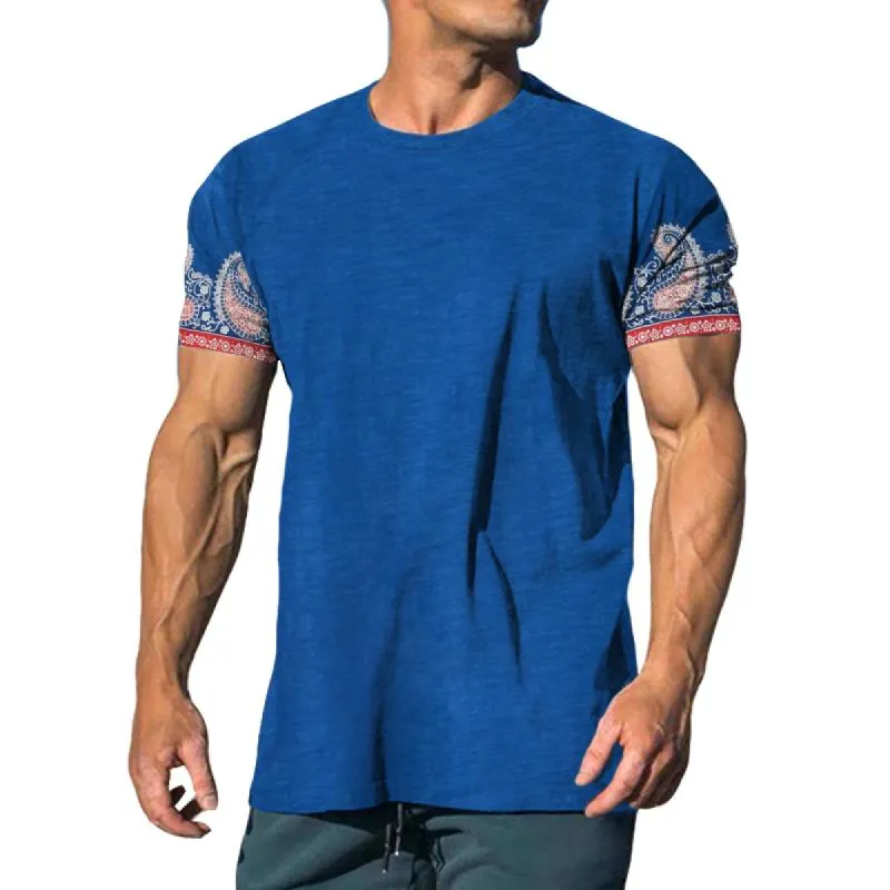 Men's Retro Punk Colorblock Perris Cashew Flower T-Shirt 27268421TO sold by Manly