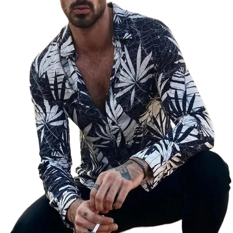Men's Retro Casual Floral Print Long Sleeve Shirt 17499445TO sold by Manly